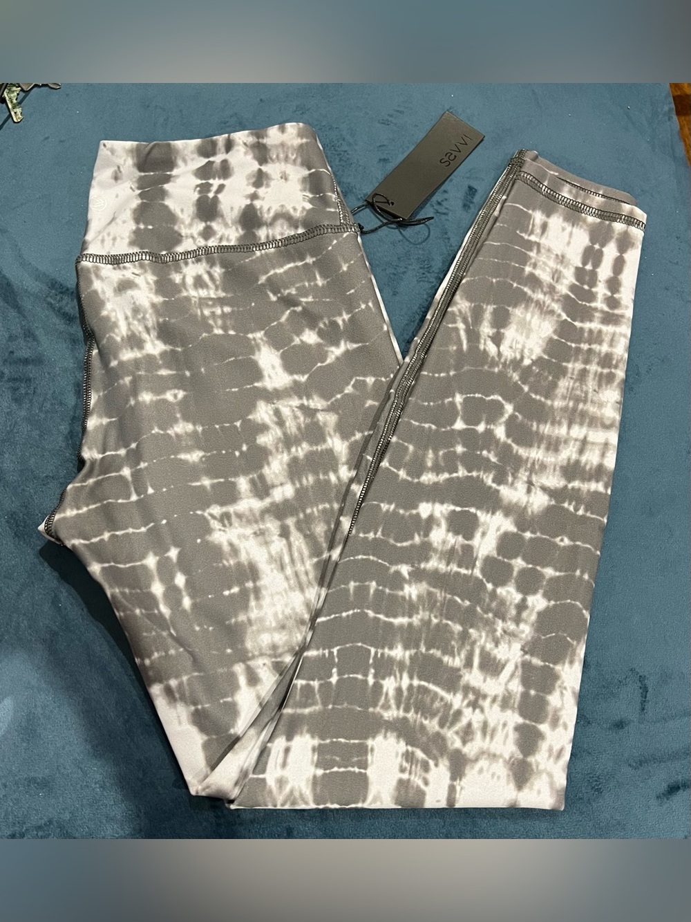 Savvi INDI Sz Small Leggings Gray & White Tie-Dye